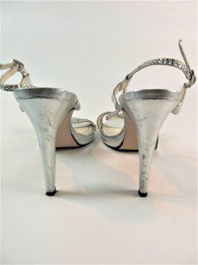 Women's Caparros Silver Ankle Strap Pumps Heels/Shoes Size 8